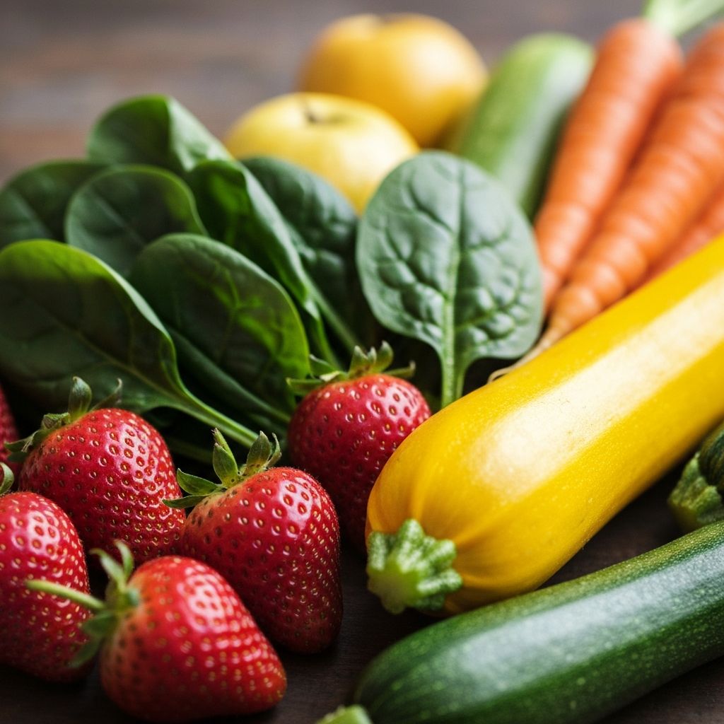 Ilustrasi nutrisi seimbang dengan sayuran segar